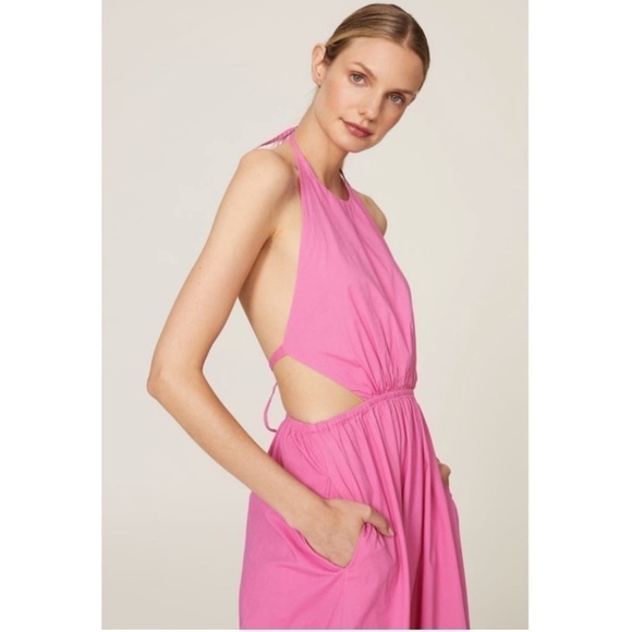 STAUD Apfel Pink Halter Cutout Sleeveless Maxi Dress - Picture 4 of 16